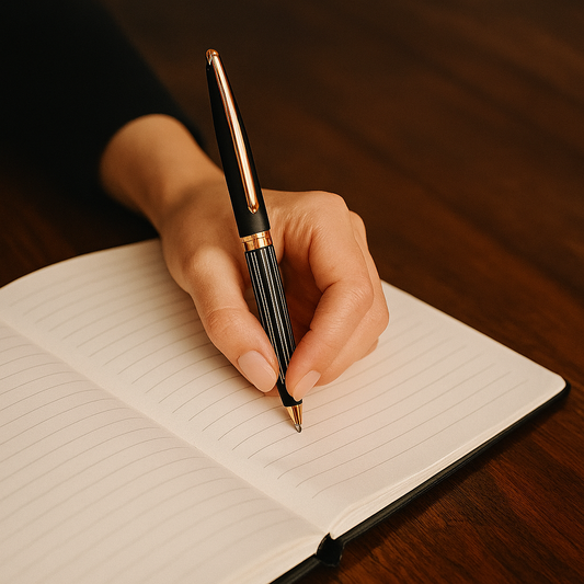 Engraved Black Stripe Pen with Rose Gold – Personalized Gift for Executives & Events