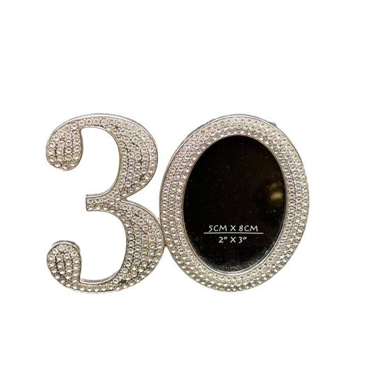 30th Birthday or Anniversary Photo Frame – Crystal Rhinestone Number 30 Picture Frame | Personalized Gifts & Engraved Keepsakes Canada