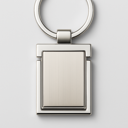 Custom Engravable Rectangle Keychain – Polished Silver Finish