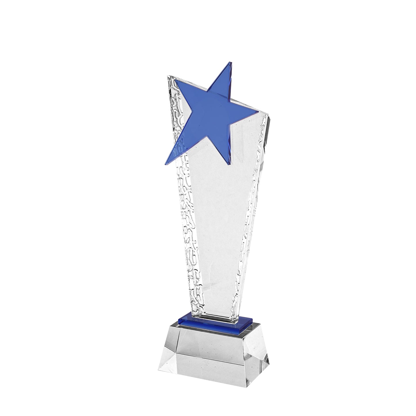 Personalized Crystal Star Trophy with Blue Accent – Custom Engraved Award for Recognition & Achievement