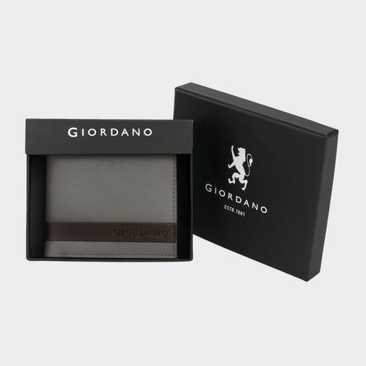 Giordano RFID Bi-Fold Grey Wallet for Men – Personalized Engraving Available