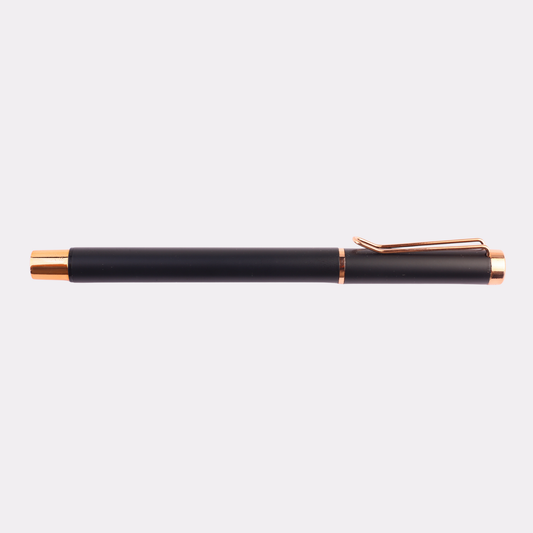 Luxury Rose Gold Trim Pen – Custom Engraved Matte Black Rollerball