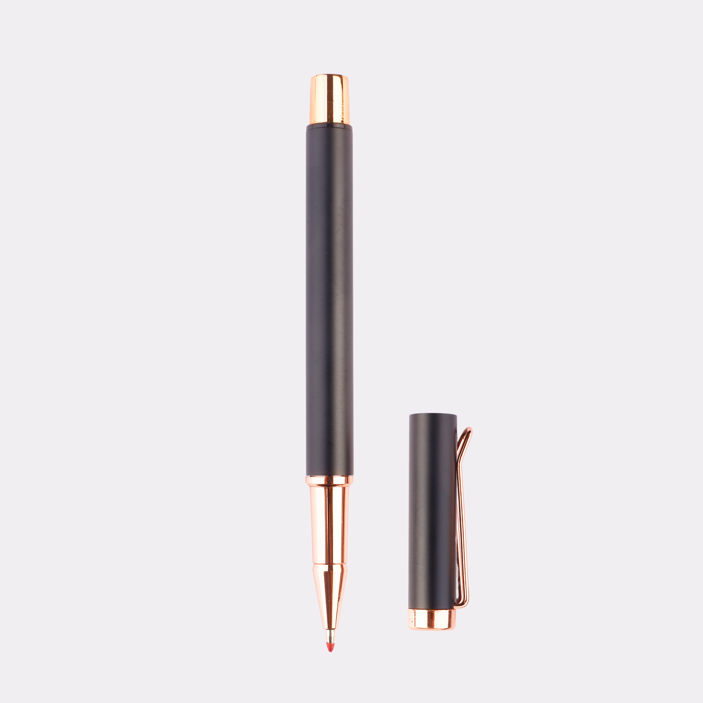 Luxury Rose Gold Trim Pen – Custom Engraved Matte Black Rollerball