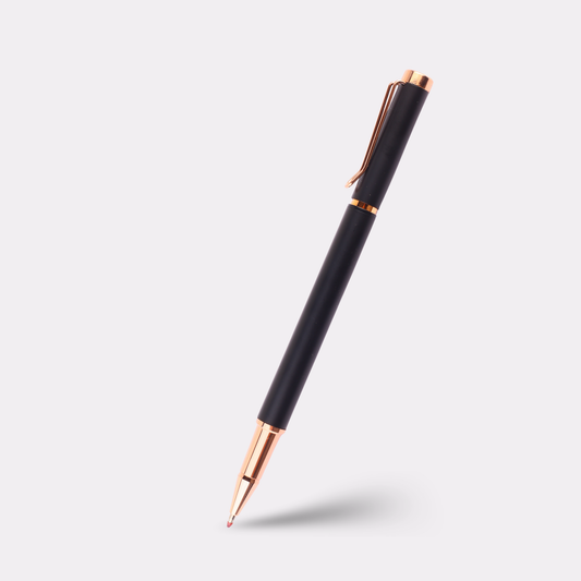 Luxury Rose Gold Trim Pen – Custom Engraved Matte Black Rollerball