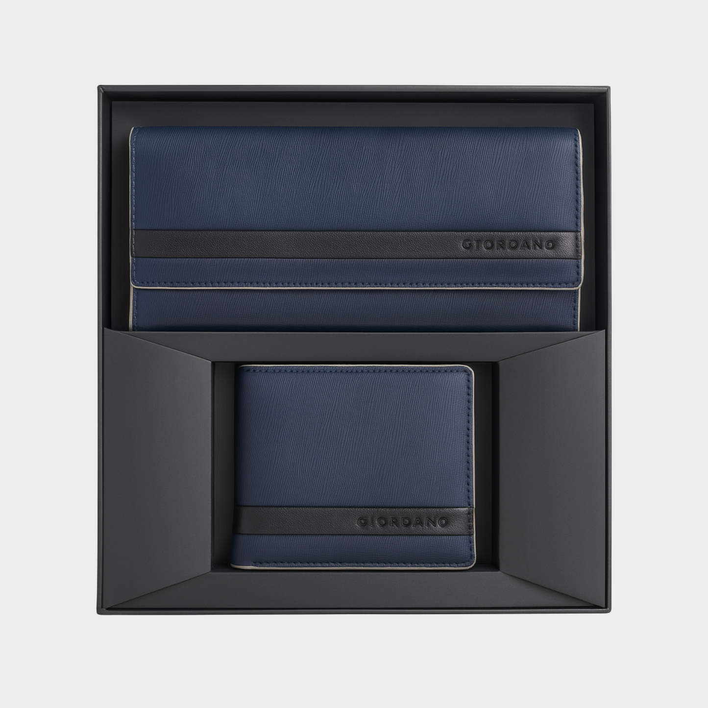 Giordano Blue RFID Wallet & Clutch Gift Set – Personalized Engraving Available