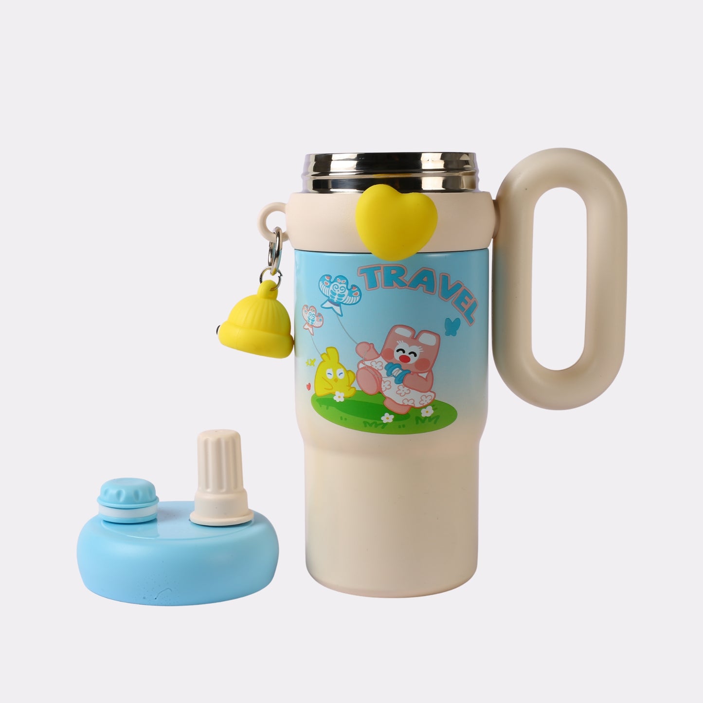 Personalized Kids Water Bottle with Straw & Handle – Cute Cartoon Travel Bottle with Name Engraving