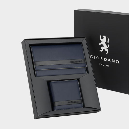 Giordano Blue RFID Wallet & Clutch Gift Set – Personalized Engraving Available