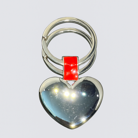 Chrome Heart Keychain with Red Accent