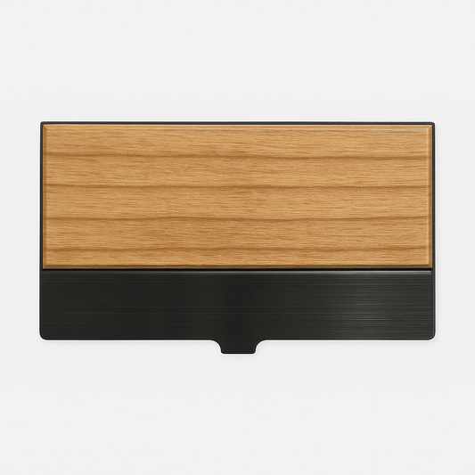 Engraved Card Holder Premium Black Metal & Natural Wood Business Card Holder