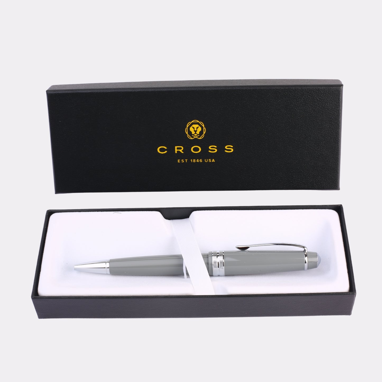 Personalized Cross Ballpoint Pen – Custom Engraved Gray Pen with Chrome Trim in Gift Box for Corporate & Graduation Gifts