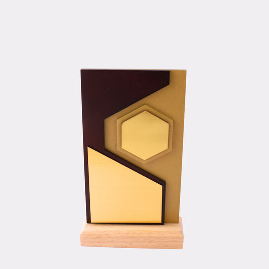Custom Geometric Award Trophy – Personalized Engraved Plaque for Corporate, Employee & Event Recognition