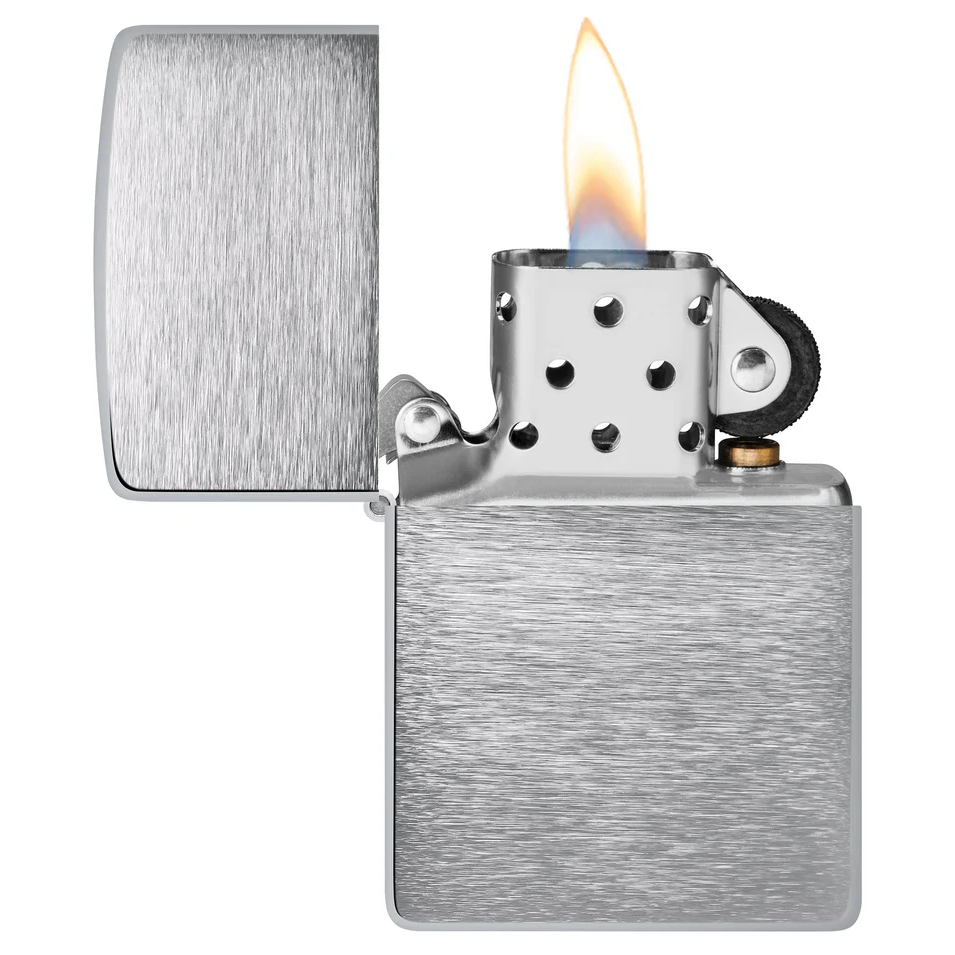 Custom Armor Brushed Chrome Zippo Lighter – Personalized Engraving | Heavyweight Windproof Lighter