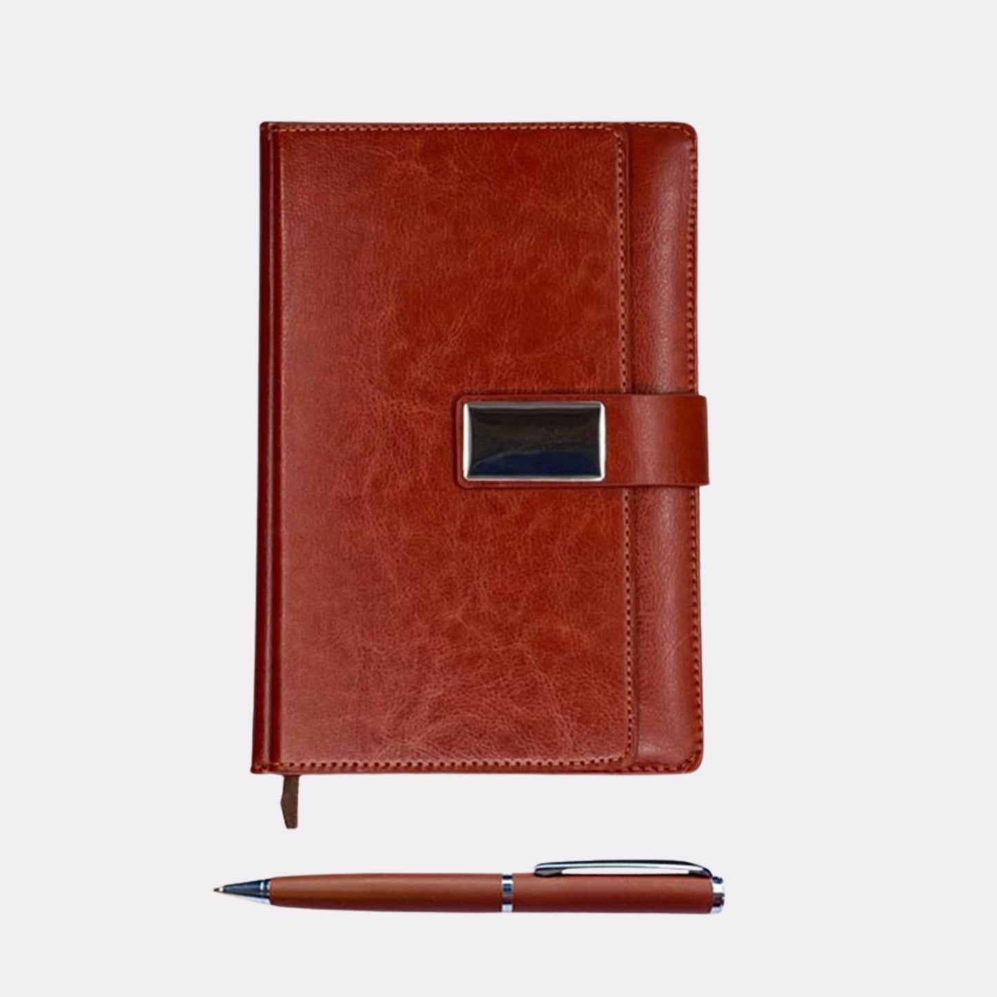 Brown Leather Personalized Diary & Pen Set – Custom Name Engraved Gift