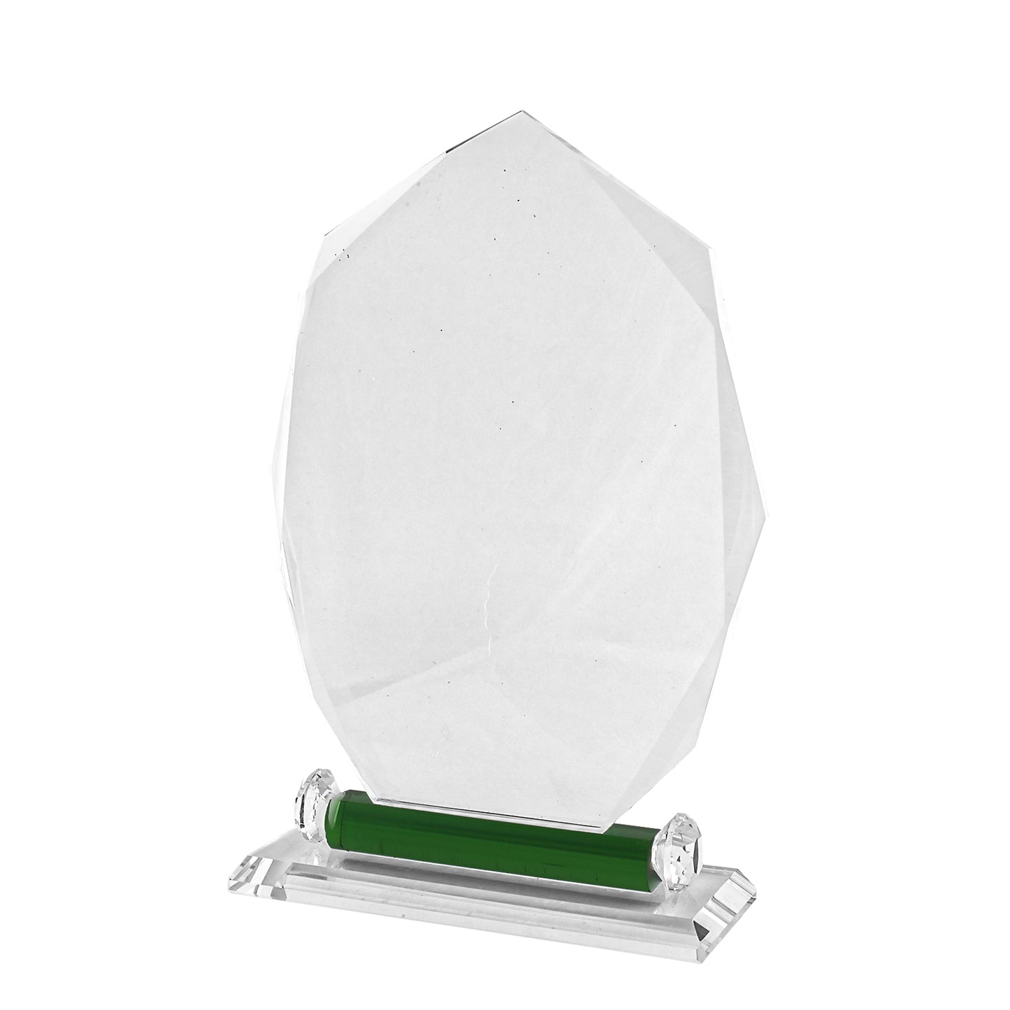 Personalized Octagon Crystal Trophy with Green Accent – Custom Engraved Award for Recognition & Achievement