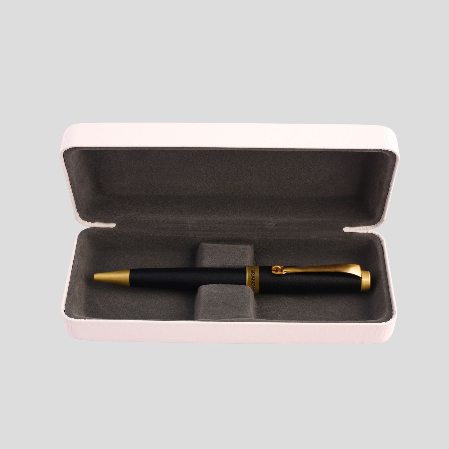 Swissbrand Luxury Ballpoint Pen – Matte Black & Gold – Refillable Metal Pen with Gift Box – Custom Engraving Available