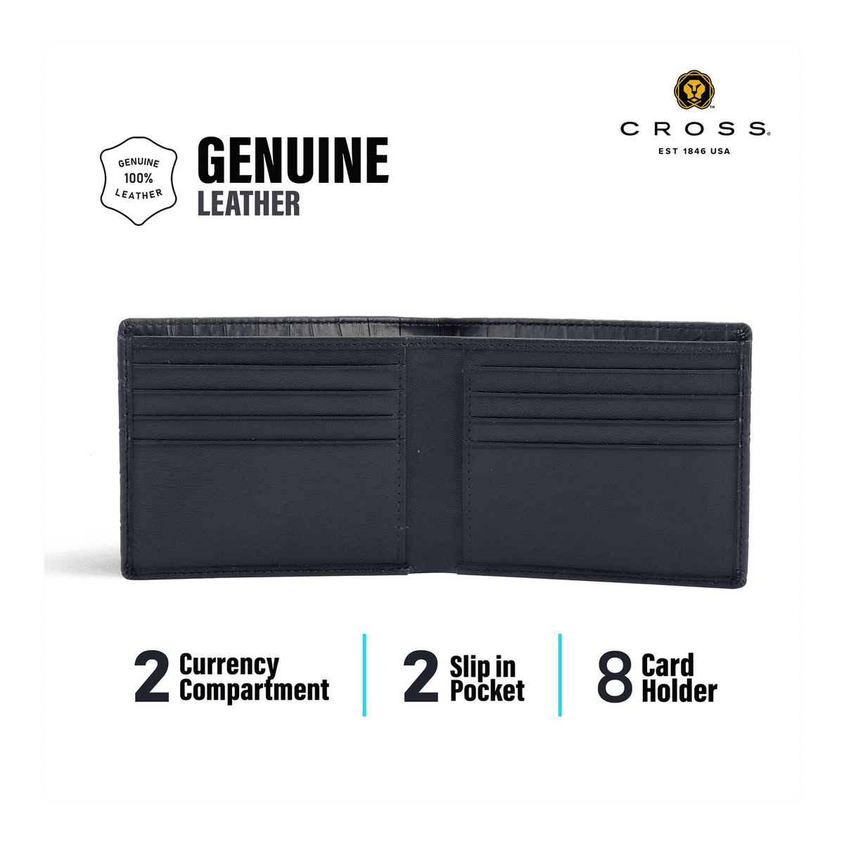 Personalized Leather Wallet for Men| Genuine Leather Cross Wallet | Custom Engraved Gift Canada Engravables