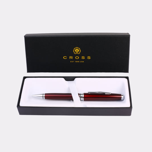 Engraved Cross Conventry Maroon Ballpoint Pen – Personalized Chrome Trim Pen in Gift Box for Graduation, Office & Corporate Gifts
