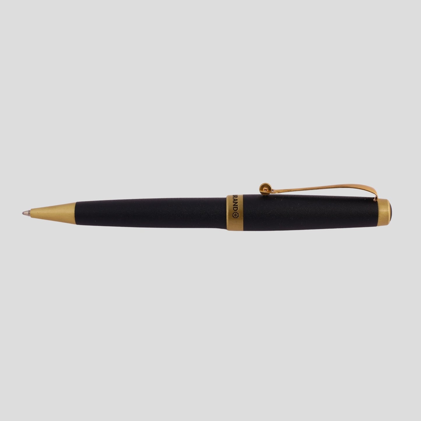 Swissbrand Luxury Ballpoint Pen – Matte Black & Gold – Refillable Metal Pen with Gift Box – Custom Engraving Available