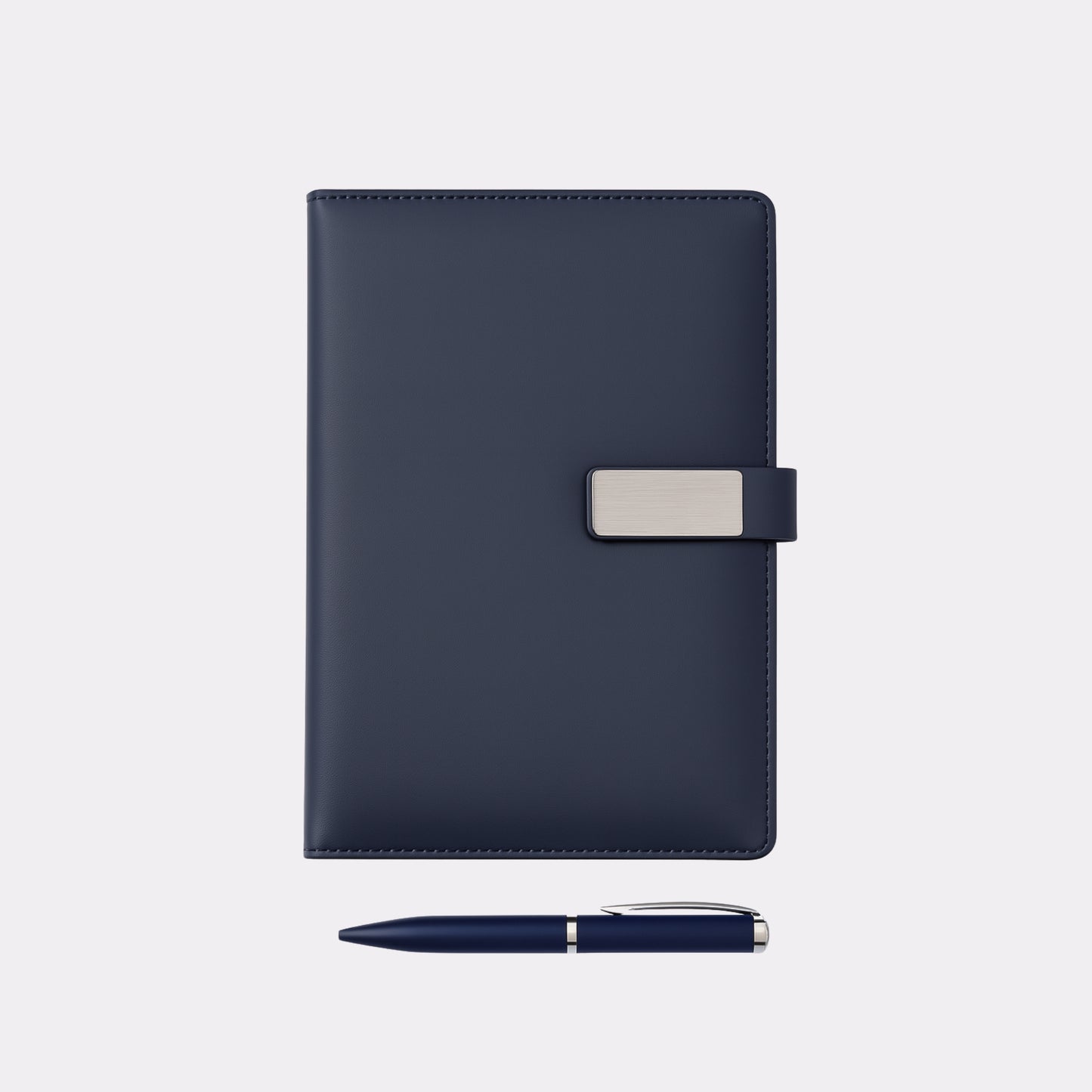 Blue Engravable Diary & Pen Gift Set – Custom Name Plate Corporate Notebook