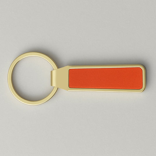 Slim Leather Accent Keychain – Rust Orange