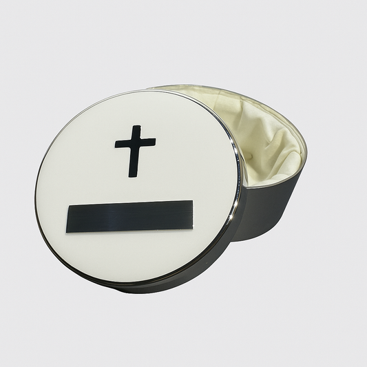 Personalized Silver Cross Round Keepsake Box – Custom Engraved Religious Gift & Jewelry Holder