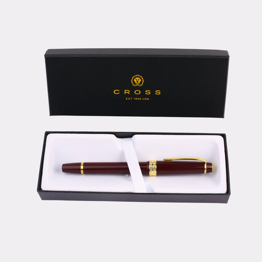 Personalized Cross Bailey Light Burgandy Ballpoint Pen – Gold Trim Engraved Gift Pen with Branded Box for Corporate & Graduation Gifting