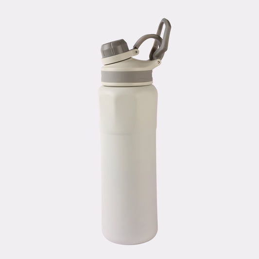 Personalized White Water Bottle – Custom Engraved Matte 1L BPA-Free Sports Bottle with Handle Clip