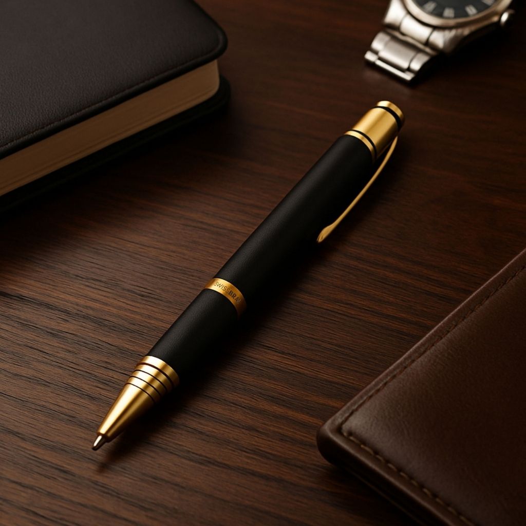 SwissBrand Black & Gold Executive Pen – Custom Engraved Gift