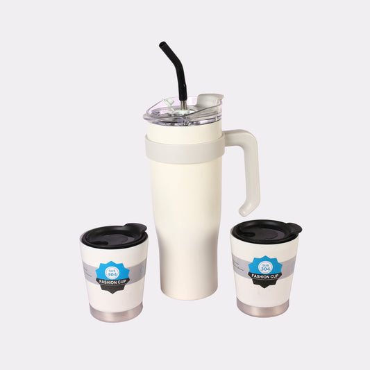 Best Custom Engraved Travel Mug Set in Canada – 3-Piece Stainless Steel Insulated Coffee Cups with Straw & Lid