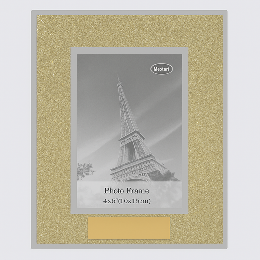 Engraved Gold Glitter Glass Photo Frame with Engraving Plate – 4x6"