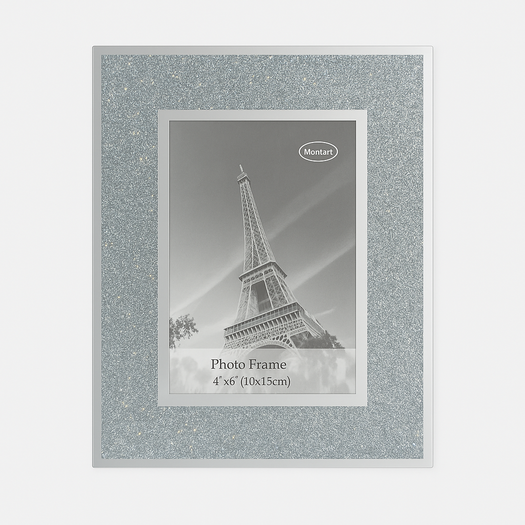 Silver Glitter Photo Frame with Optional Engraving Plate