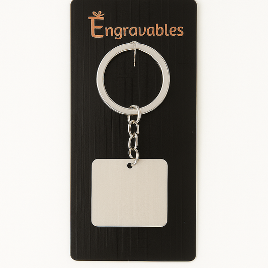 Engraved Keychain Square Engravable Metal Keychain – Brushed Silver Finish