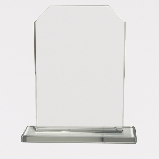 Personalized Modern Crystal Recognition Award with Beveled Edge and Glass Base