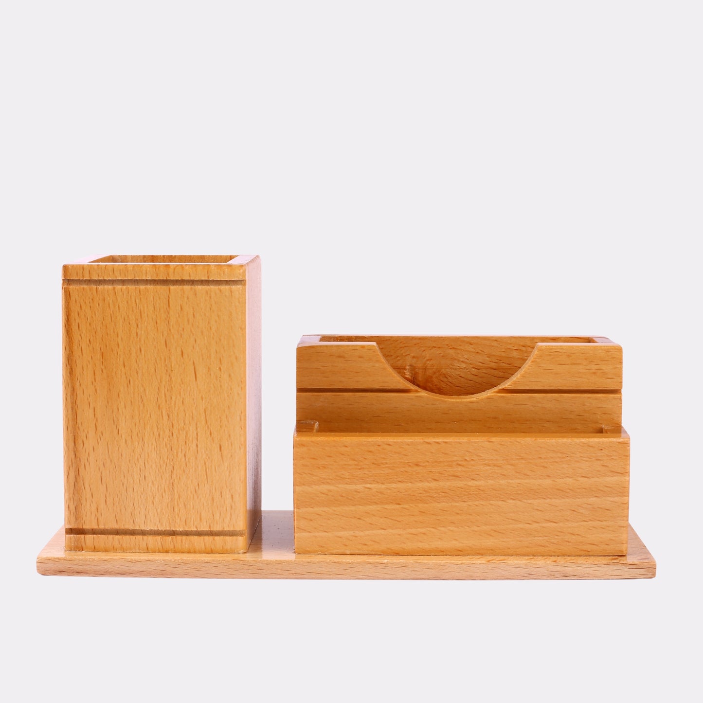 Personalized Wooden Desk Organizer with Pen & Card Holder – Custom Engraved Office Gift