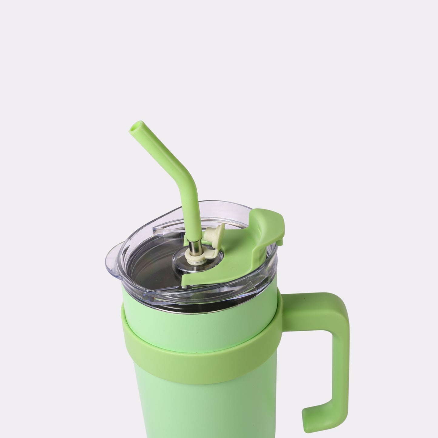 Personalized 40 oz Stainless Steel Travel Tumbler Set with Lid & Straw – Insulated Green Cup with Handle – Custom Engraving Gift for Gym, Office, Travel