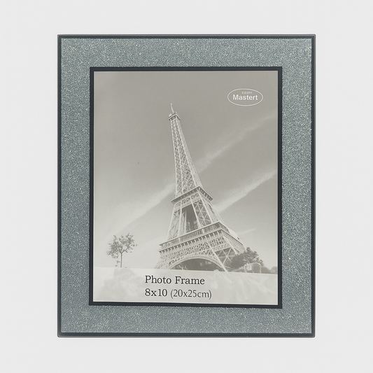 Engraved Glass Photo Frame 8x10 Glitter Silver