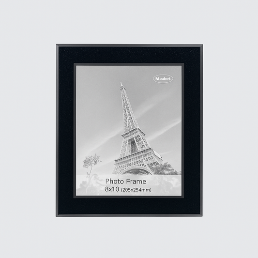 Personalized 8x10 Glitter Black Glass Photo Frame – Custom Engraved Picture Frame Gift