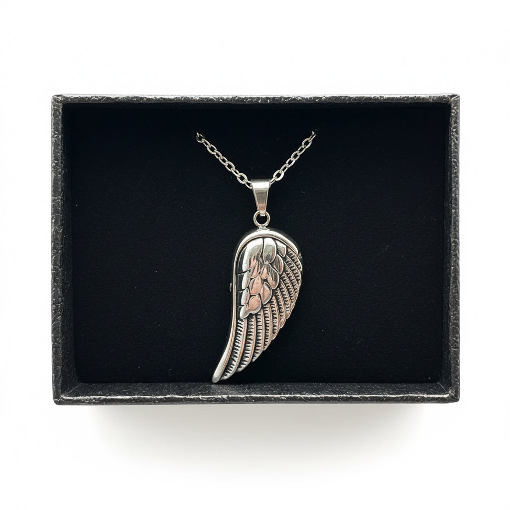 Angel Wing Cremation Urn Necklace – Memorial Ashes Pendant | Keepsake Jewelry for Loved Ones | Engraved Remembrance Necklace Canada