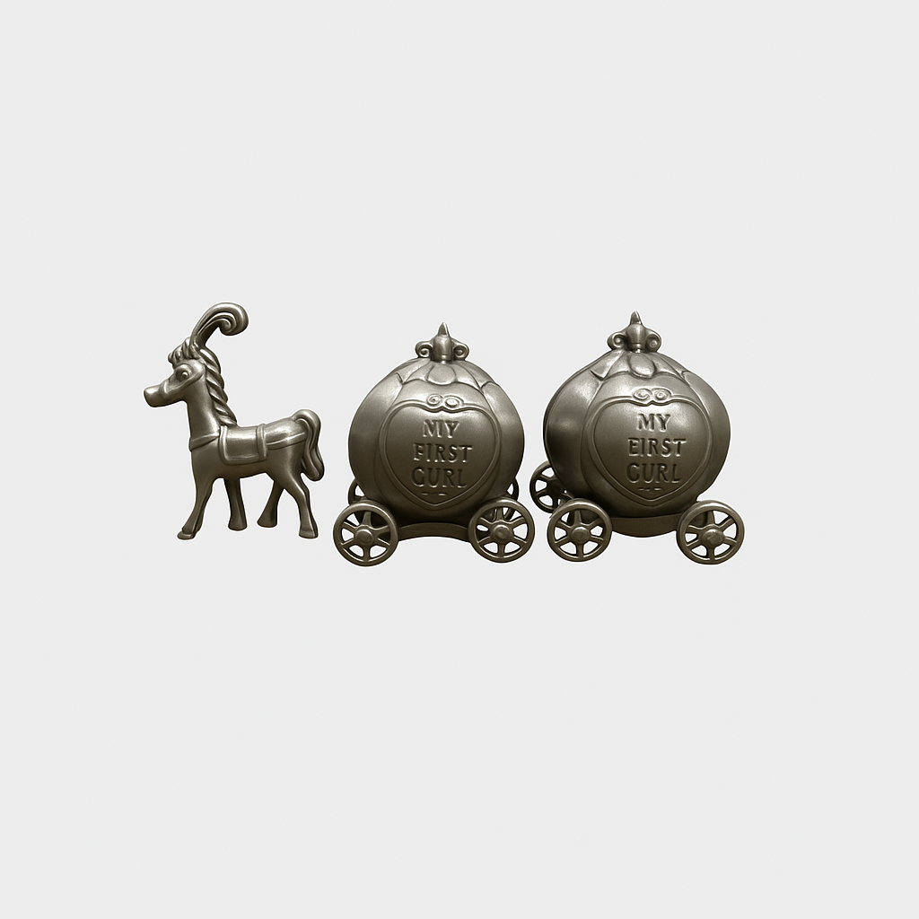 Engraved Baby Keepsake Carriage Set – My First Tooth & Curl Gift Box with Horse | Personalized Baby Girl or Boy Gift