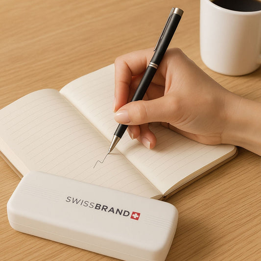 Custom Engraved Black & Silver SwissBrand Pen with Gift Box