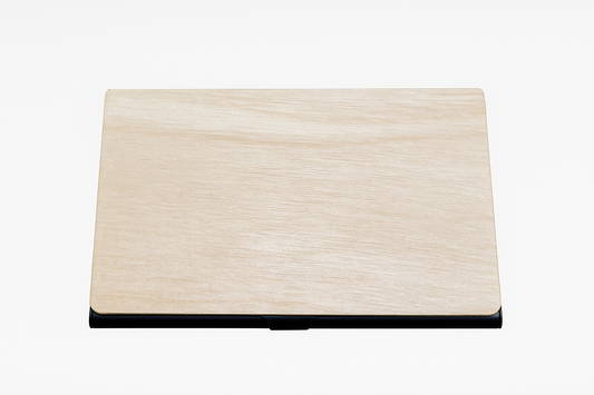 Engraved Slim Wooden Business Card Holder – Light Oak Finish