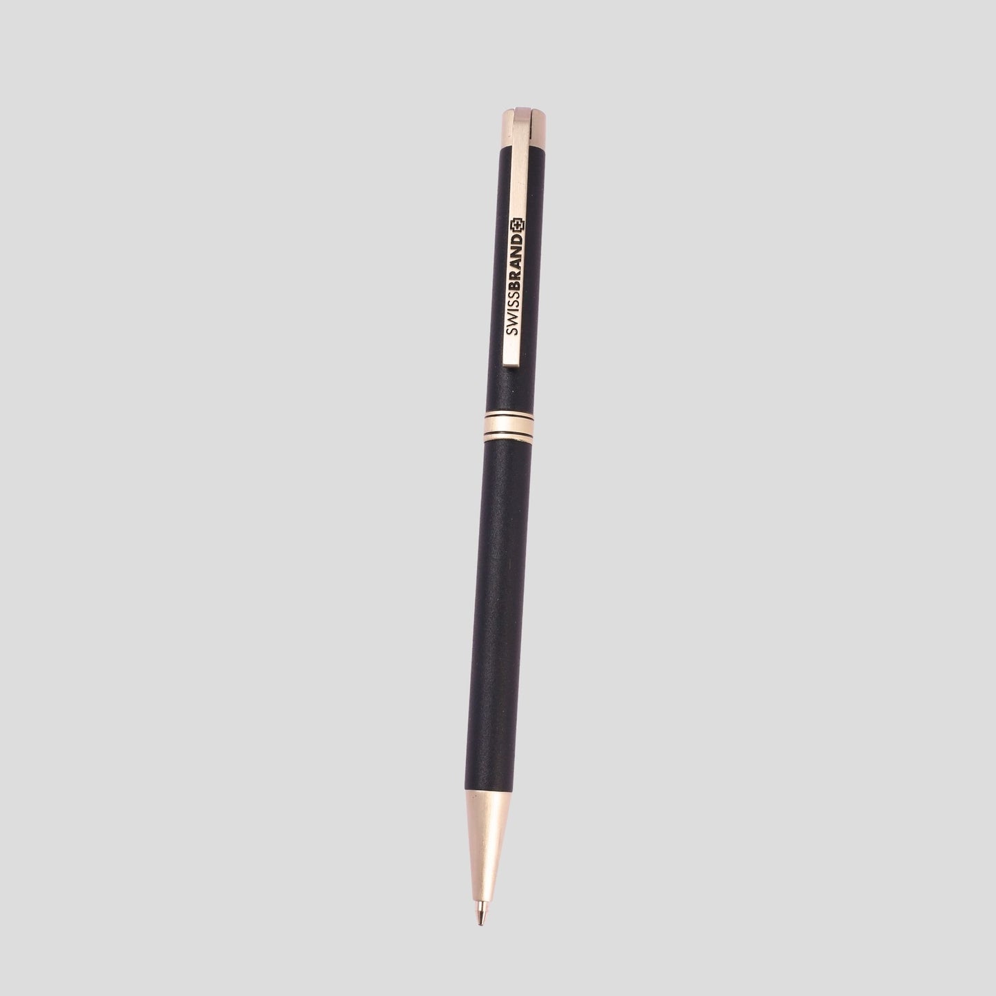 Custom Engraved Black & Silver SwissBrand Pen with Gift Box