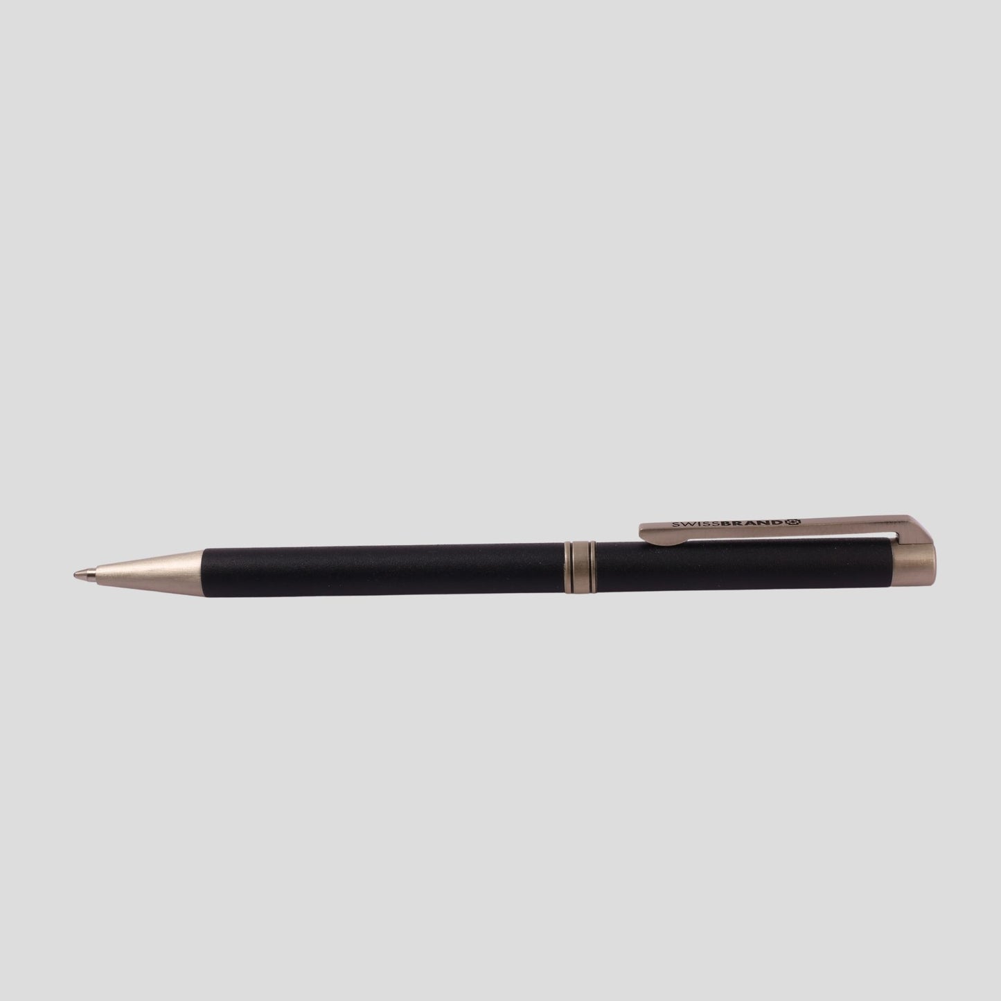 Custom Engraved Black & Silver SwissBrand Pen with Gift Box