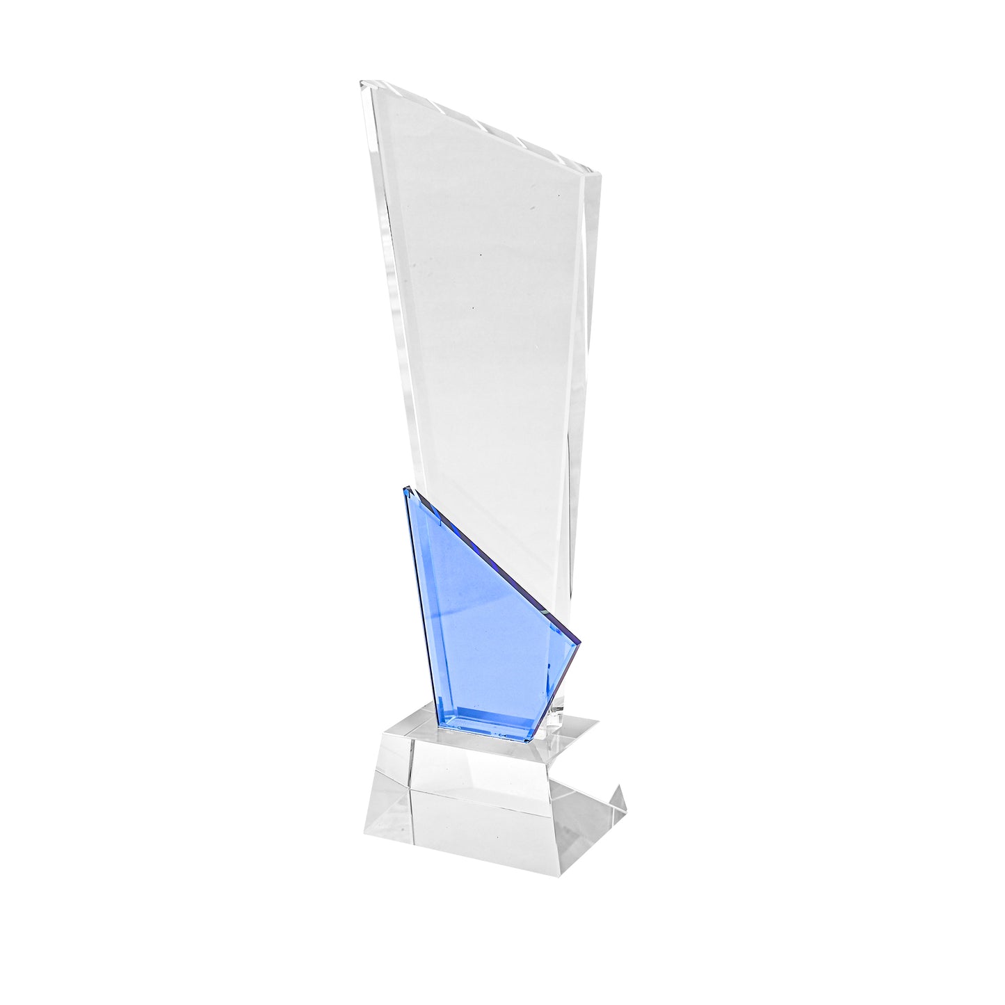 Modern Crystal Award Trophy with Blue Accent – Custom Engraving for Corporate Recognition or Achievement