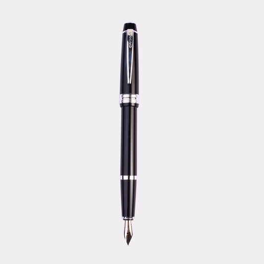 Cross Engraved Fountain Pen – Custom Black Chrome Luxury Gift Pen in Branded Box