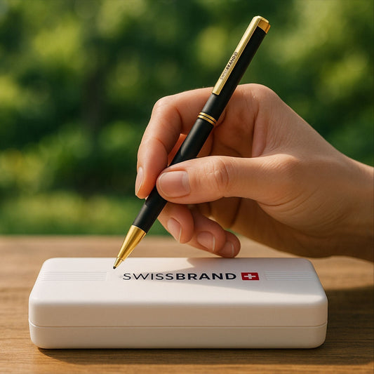Custom Engraved Black & Gold SwissBrand Executive Pen – Gift Box Included