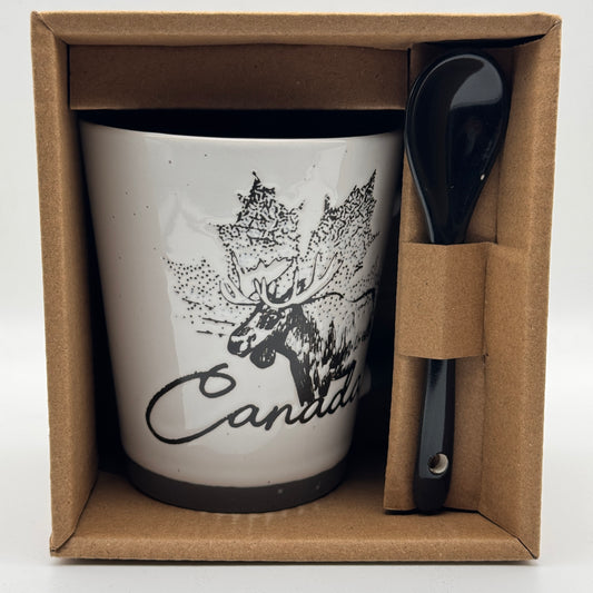 Canada Souvenir Mug with Spoon – Unique Canadian Gift Set | Maple Leaf & Landmark Design