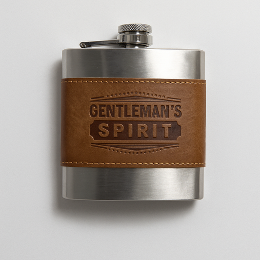 Personalized Rustic Leather-Wrapped Stainless Steel Flask – Custom Engraved Drinkware & Gift for Him