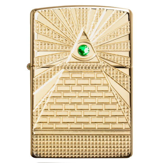 Engraved Zippo Lighter Eye of Providence – High Polish Brass Collectible | All-Seeing Eye Design –Made in USA
