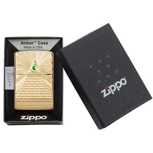 Engraved Zippo Lighter Eye of Providence – High Polish Brass Collectible | All-Seeing Eye Design –Made in USA